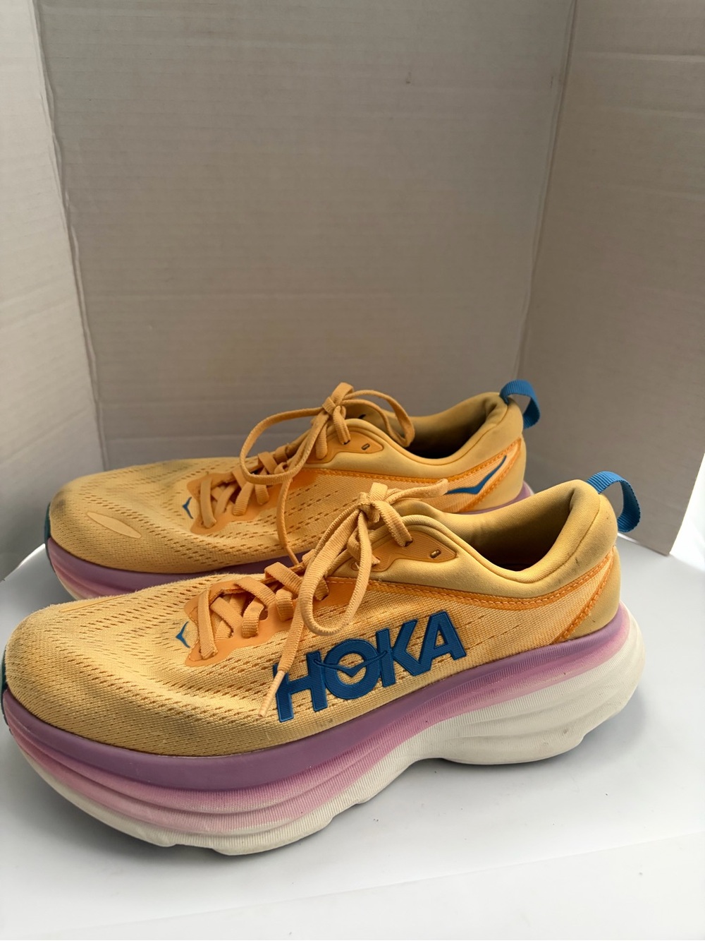 HOKA Women's Yellow Pink Platform Running Shoes